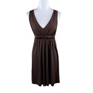 Peep Studio Brown Sleeveless Dress With Contrast At Waist, Size S